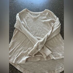 Cream Waffle Knit Long Sleeve Top